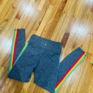 Spiritual Gangster Charcoal Leggings with Rainbow Accents
